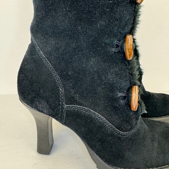 COLIN STUART | Black Suede Faux Fur Heel Ankle Boots | Women's 8.5 - Picture 10 of 12